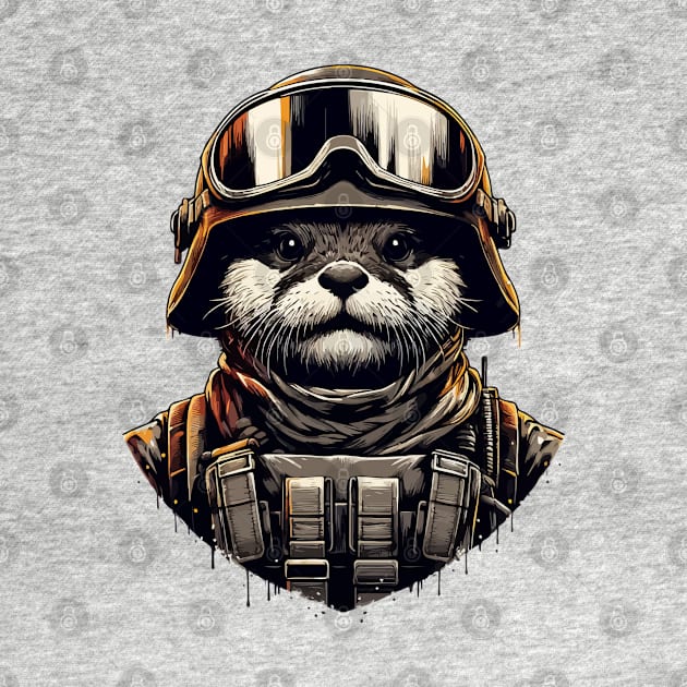 Otter Soldier in Helmet by TomFrontierArt